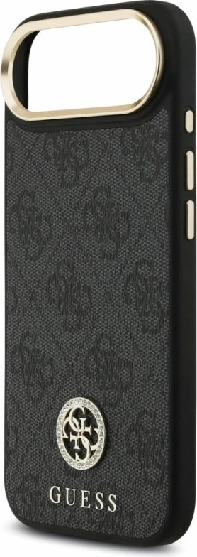 Mbrojtëse telefoni Guess 4G Strass Logo & Big Strap Metal Buttons MagSafe, e zezë