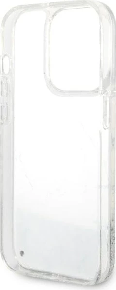 Mbështjellës Guess Liquid Glitter Marble për iPhone 14 Pro 6.1", i bardhë