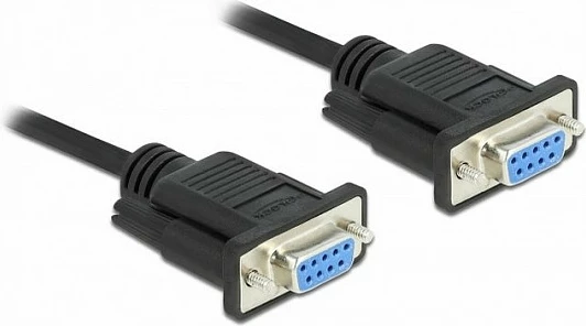 Kablë seriale DeLOCK RS-232 D-Sub9 femër-femër, null modem, 10 m, e zezë