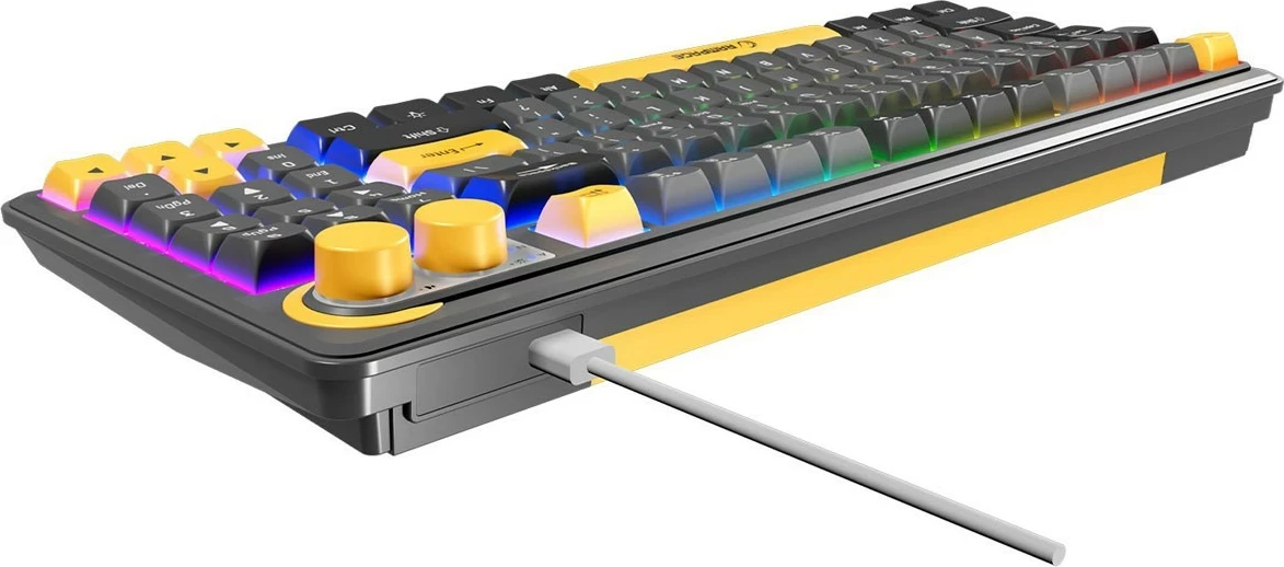 Tastierë gaming Rampage CYCLONE KNOB RGB 90%, 90 tasta, USB-C, e zezë