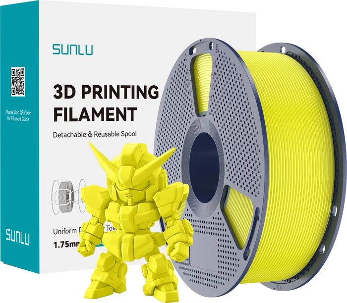 Filament 3D Sunlu PLA+ 2.0 1.75 mm (±0.02 mm) e verdhë