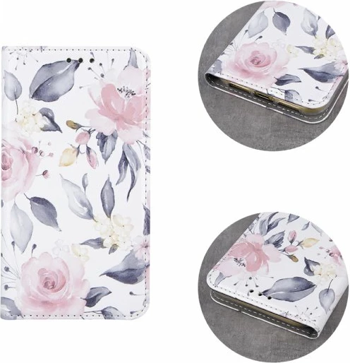 Mbështjellës flip ONASI Symphony për iPhone 12 / iPhone 12 Pro, PU lëkurë, me xhep kartele, i bardhë