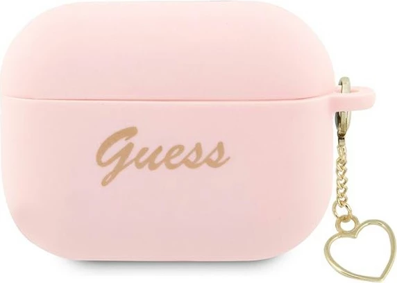 Mbështjellës Guess për AirPods Pro 2, silikon, Charm Heart, rozë