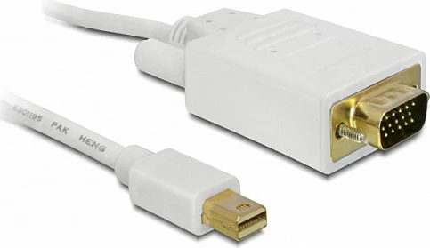 Kabllo DeLOCK mini DisplayPort në VGA, 3 m, kontakte të arta, e bardhë