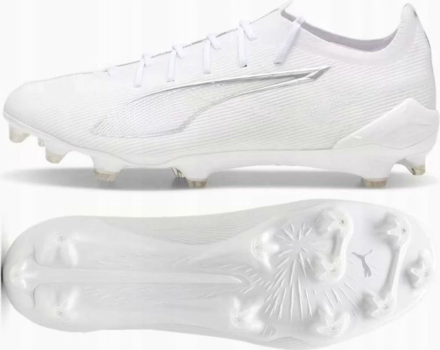 Këpucë futbolli Puma Ultra 5 Ultimate FG 107683-04, nr.43, sintetike, me lidhëse, për terren të butë/turf, të bardha