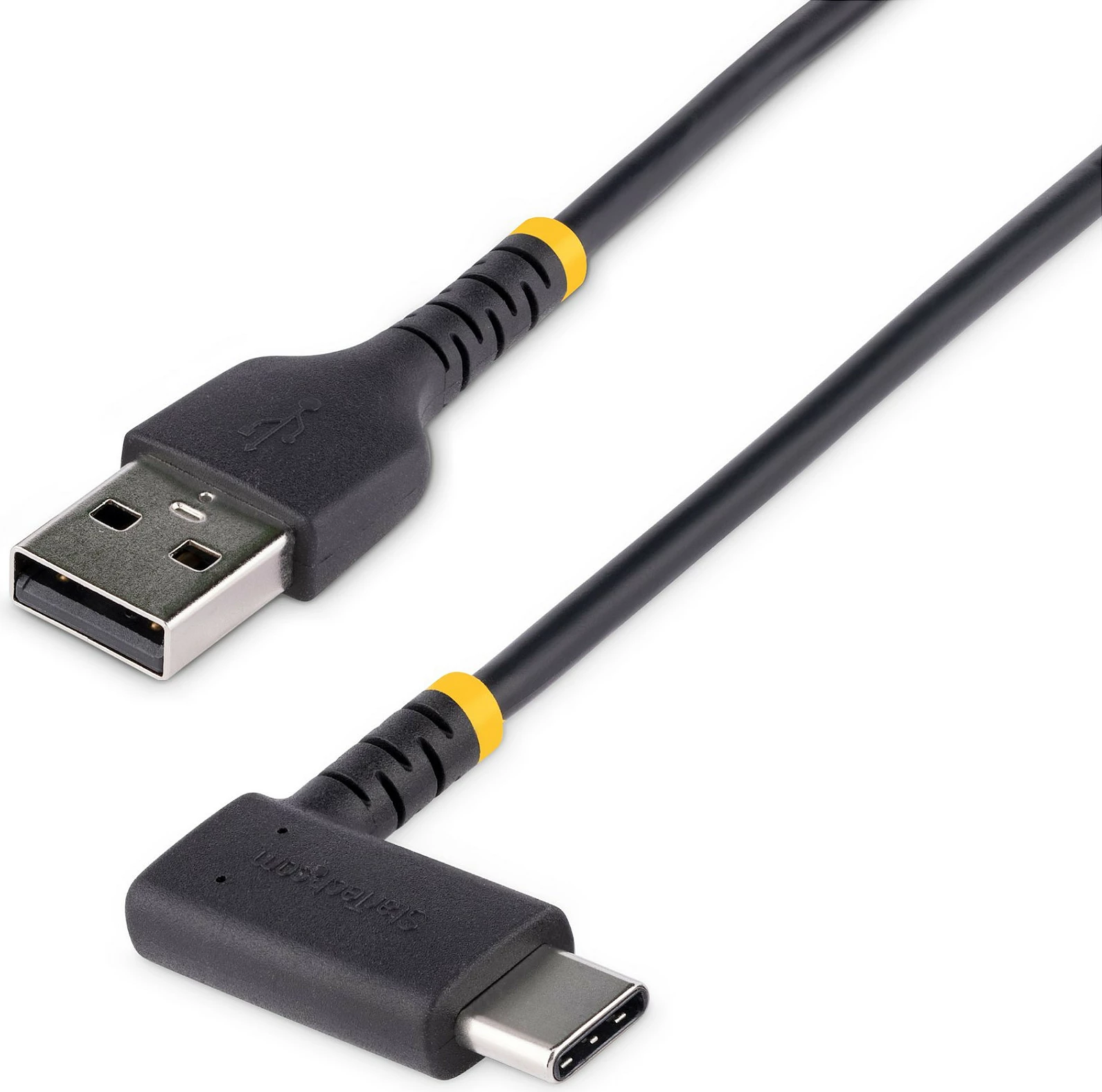 Kabllo karikimi StarTech USB-A në USB-C me kënd 90°, 30cm, 3A, USB 2.0, e zezë