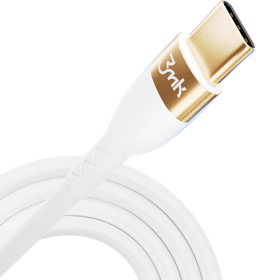 Kabllo USB-C në USB-C 3mk Hyper Silicone Cable, 2m, 100W, e bardhë