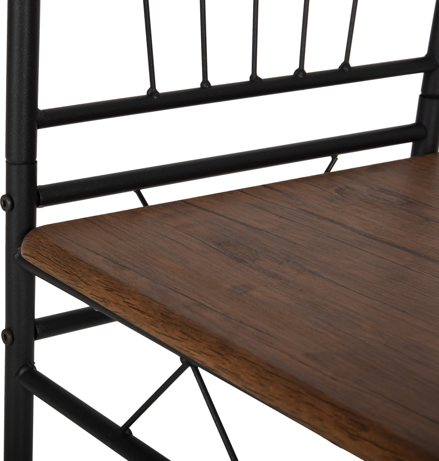 Tavolinë me karrige, 5 copë, PEARY FH9416.11, metal i zi-MDF, ngjyrë arre, 110x60x74 cm