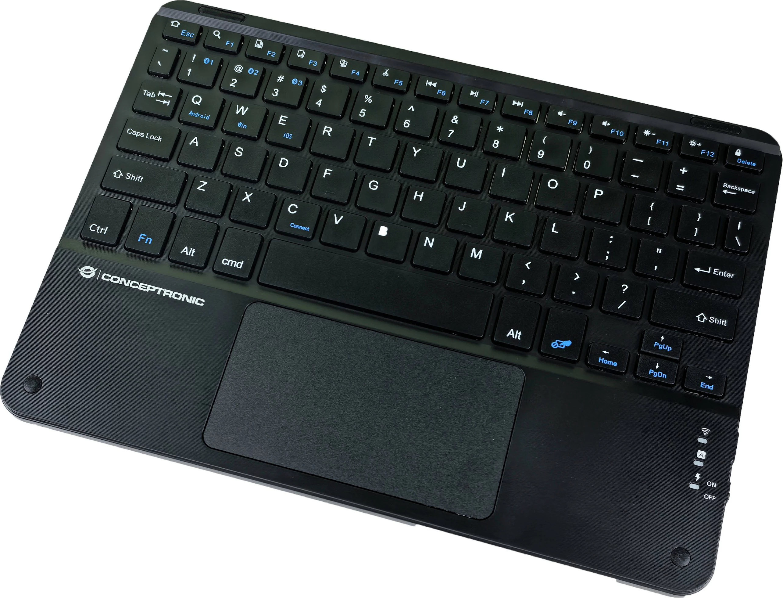 Tastierë wireless Conceptronic 10 inç, QWERTY US/EN, me touchpad, e zezë