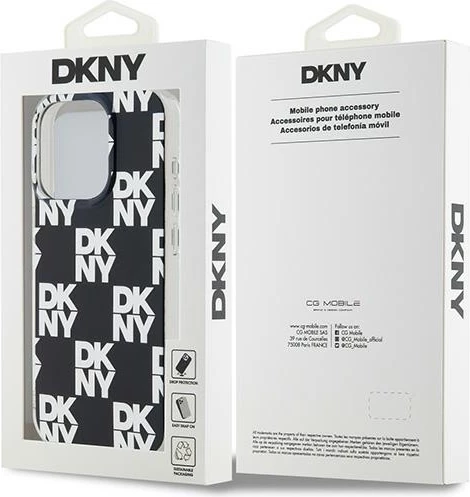 Mbështjellës DKNY IML Checkered Mono Pattern për iPhone 15 Pro, i zi