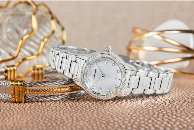 Orë dore femra Emporio Armani Mia AR11669, argjend