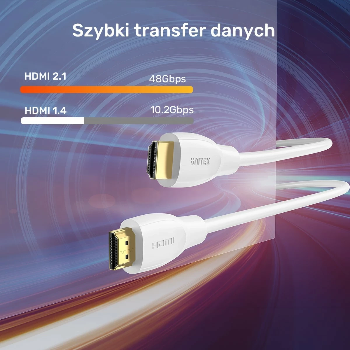Kabllo HDMI Unitek HDMI 2.1, 0.3 m, 8K HDR, e bardhë