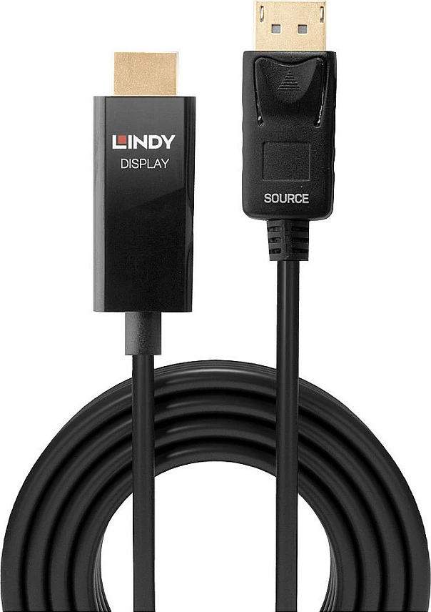 Kabl LINDY Active DisplayPort në HDMI, 2m, 4K@60Hz HDR, i zi