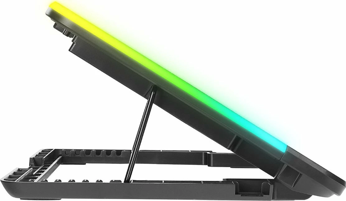 Stendë ftohëse laptopi Rampage Sixpower R9 15.6\", RGB, e rregullueshme, 2x USB 2.0, e zezë