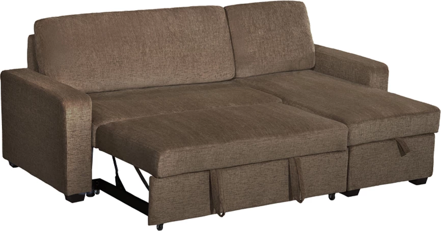 Kënd divani Tresor, shtrat, kafe, 223x145x91cm