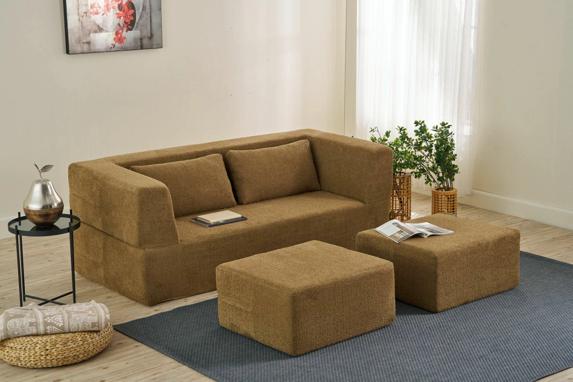 Divan-krevat 2 vendesh, Atelier del Sofa, Pirgos, ngjyrë kafe