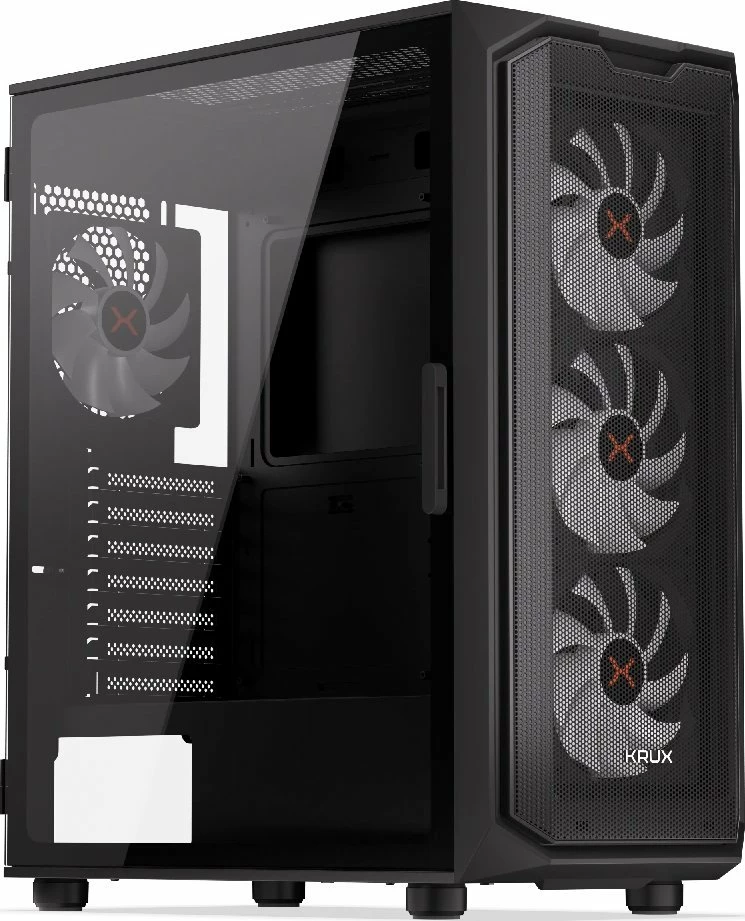 Kasë Krux Orona ARGB KRXD003, Midi Tower, ATX/Micro-ATX/Mini-ITX, 4x120mm ARGB fan, e zezë