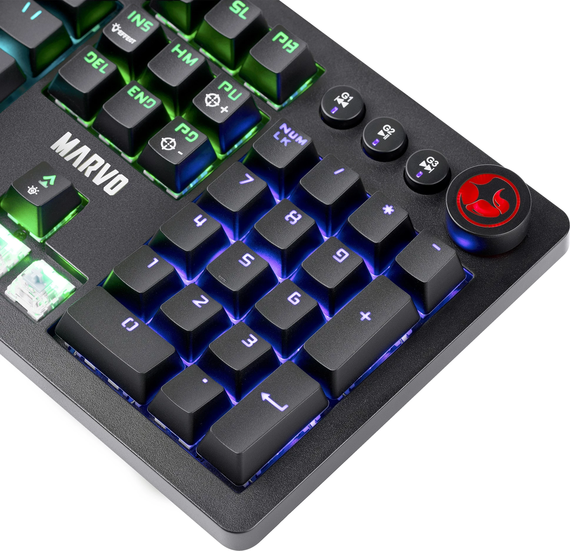 Tastierë mekanike Marvo KG917, RGB, full size 107 tasta, switch Blue, me kabllo, e zezë