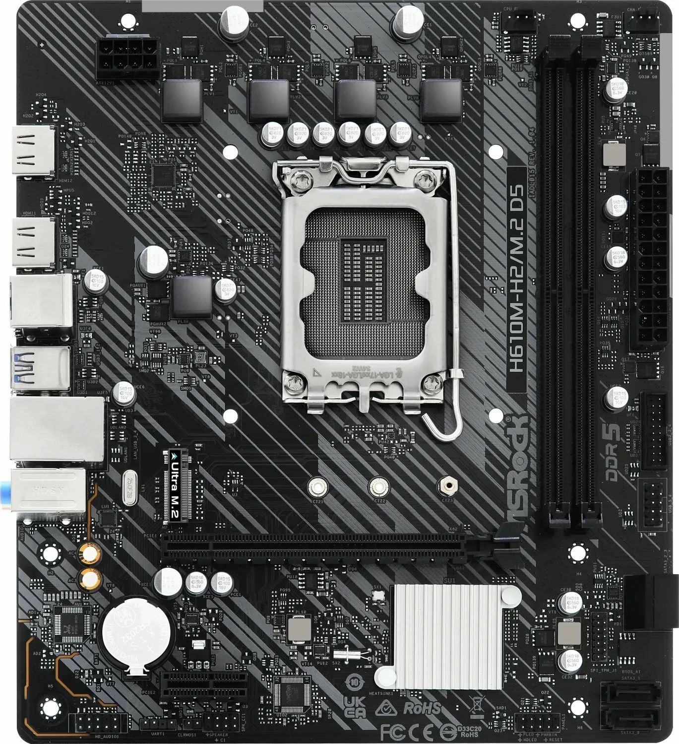 Pllakë amë ASRock H610M-H2/M.2 D5 Micro ATX, DDR5, M.2, Dual HDMI, Gigabit LAN, e zezë