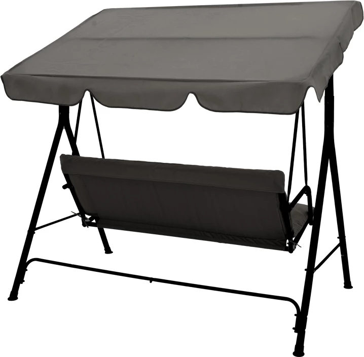 Shilte për kopsht metalike, ngjyrë e zezë, pëlhurë gri, 170x110x153cm