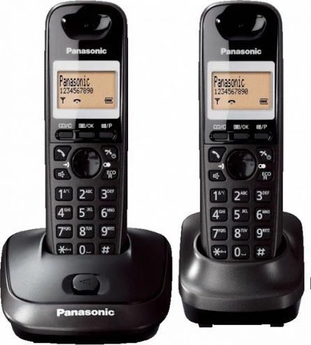 Telefon fiks pa kabllo Panasonic KX-TG2512PDT, set me 2 doreza, ekran 1.4\", speakerphone, i zi