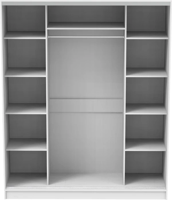 Dollap rrëshqitës me pasqyrë, ngjyrë e bardhë, 180x60x220cm