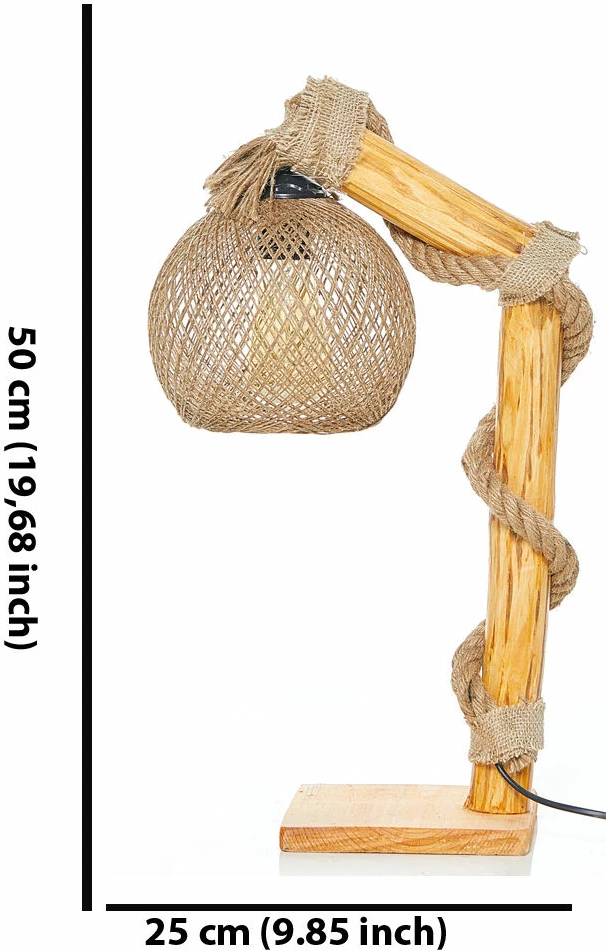 Llambë dyshemeje Opviq, Canata, trup druri, kapak jute, ngjyrë natyrale