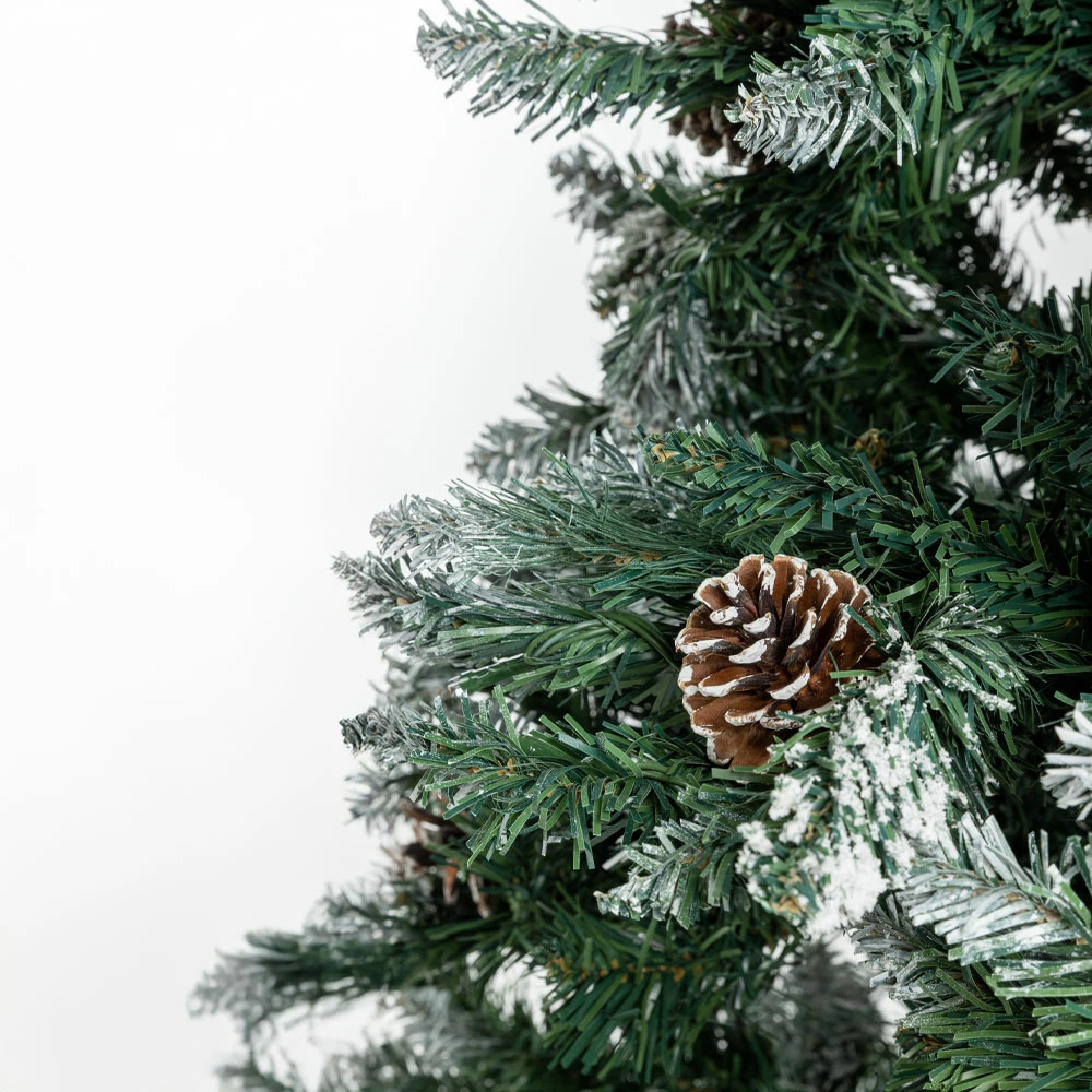 Pemë e Krishtlindjeve, borë artificiale, me LED, PVC, 150x150x210, e gjelbër-bardhë