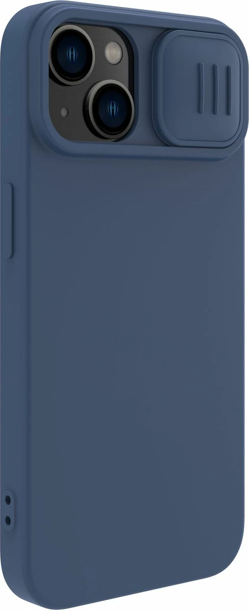 Mbështjellës Nillkin CamShield Silky Silicone për iPhone 14 Plus, me kapak kamere, Kaltër