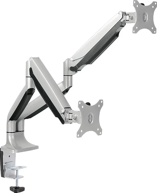 Mbajtës për dy monitorë LogiLink, 13"-32", alumin, sustë gazi, argjendtë/zi