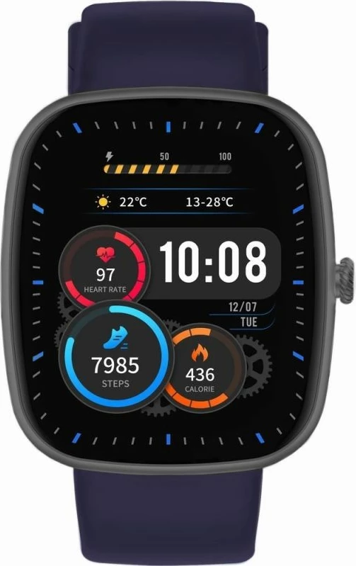 Smartwatch Gravity GT18-9, e zezë, 2 rripa