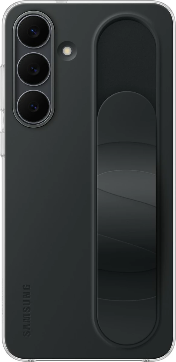 Mbështjellës Samsung Standing Grip Cover për Galaxy S25 FE, silikon, zi
