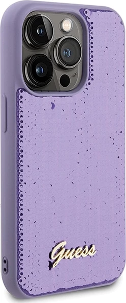 Mbështjellës Guess Sequin Script Metal për iPhone 15 Pro Max, vjollcë