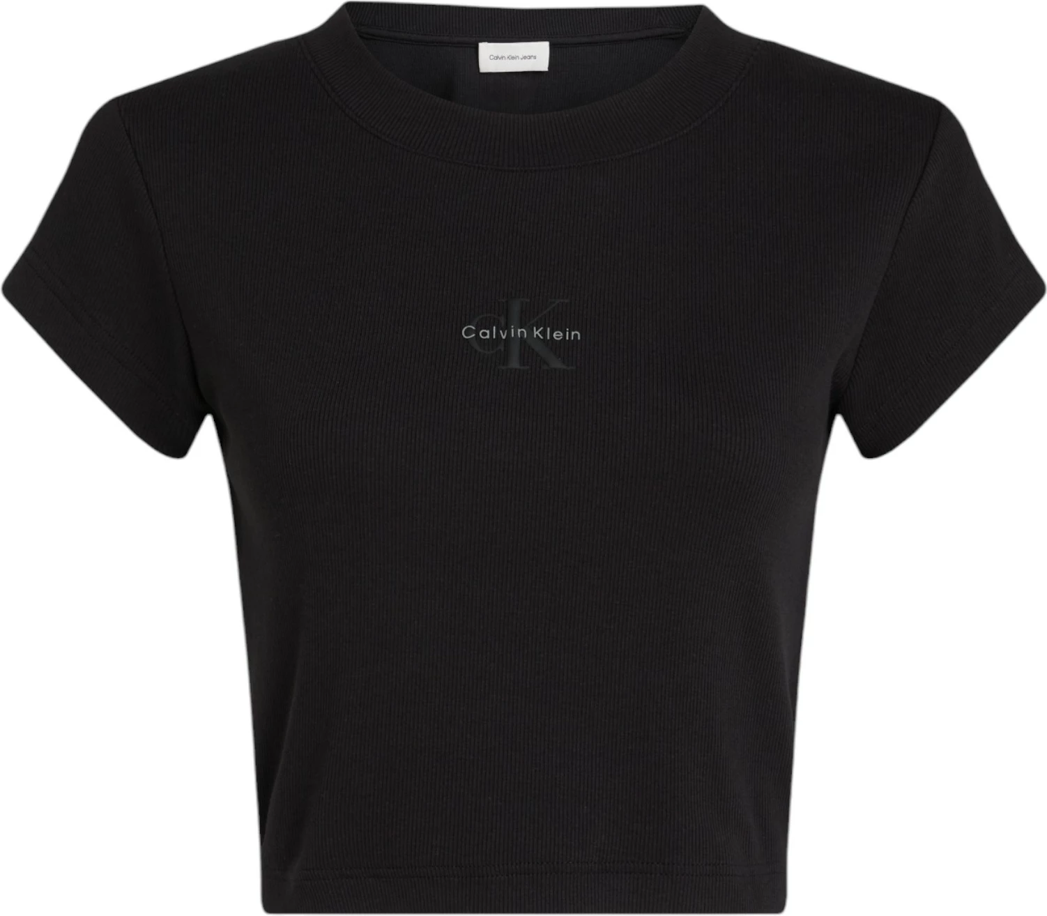 Maicë për femra Calvin Klein Jeans MONOGRAM BABY TEE LV047AB802, e zezë [Madhësia: M]