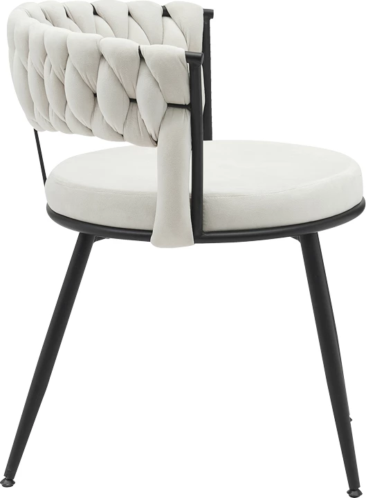 Karrige Alkia në kadife bezhë me këmbë metali të zezë 60x57x68cm