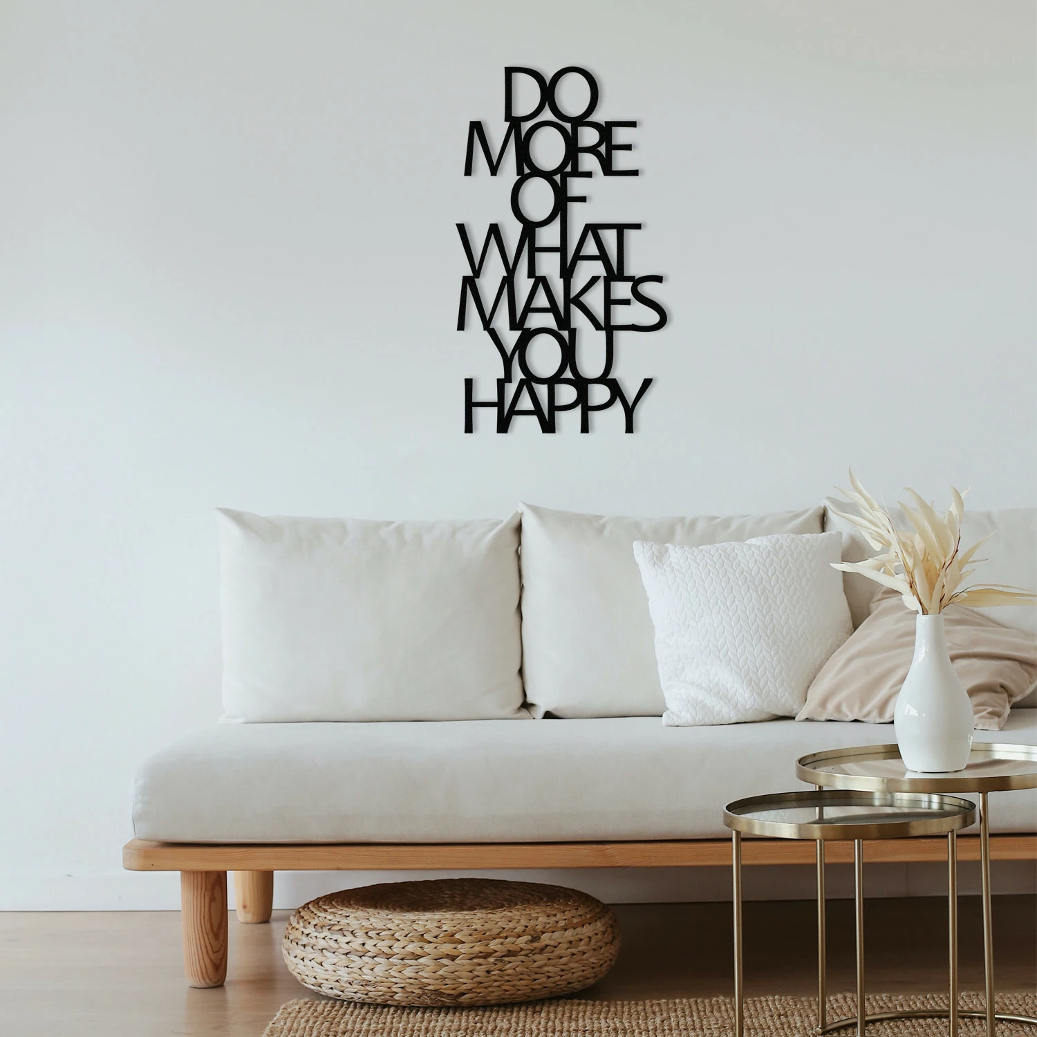 Aksesor dekorativ metalik për mur, Wallity, Do More Of What Makes You Happy, ngjyrë e zezë, 40x70cm