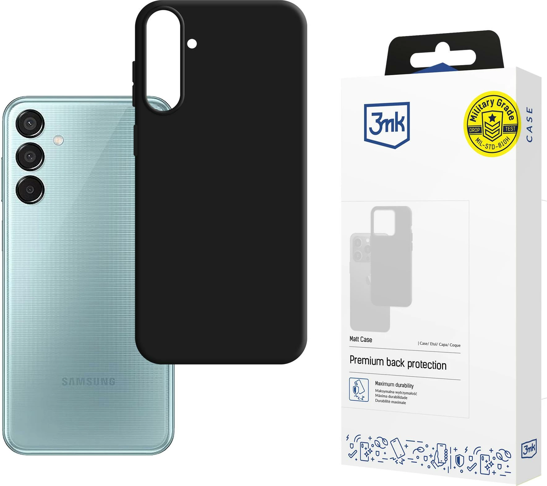 Mbështjellës 3mk Matt Case për Samsung Galaxy M16 5G, Zi