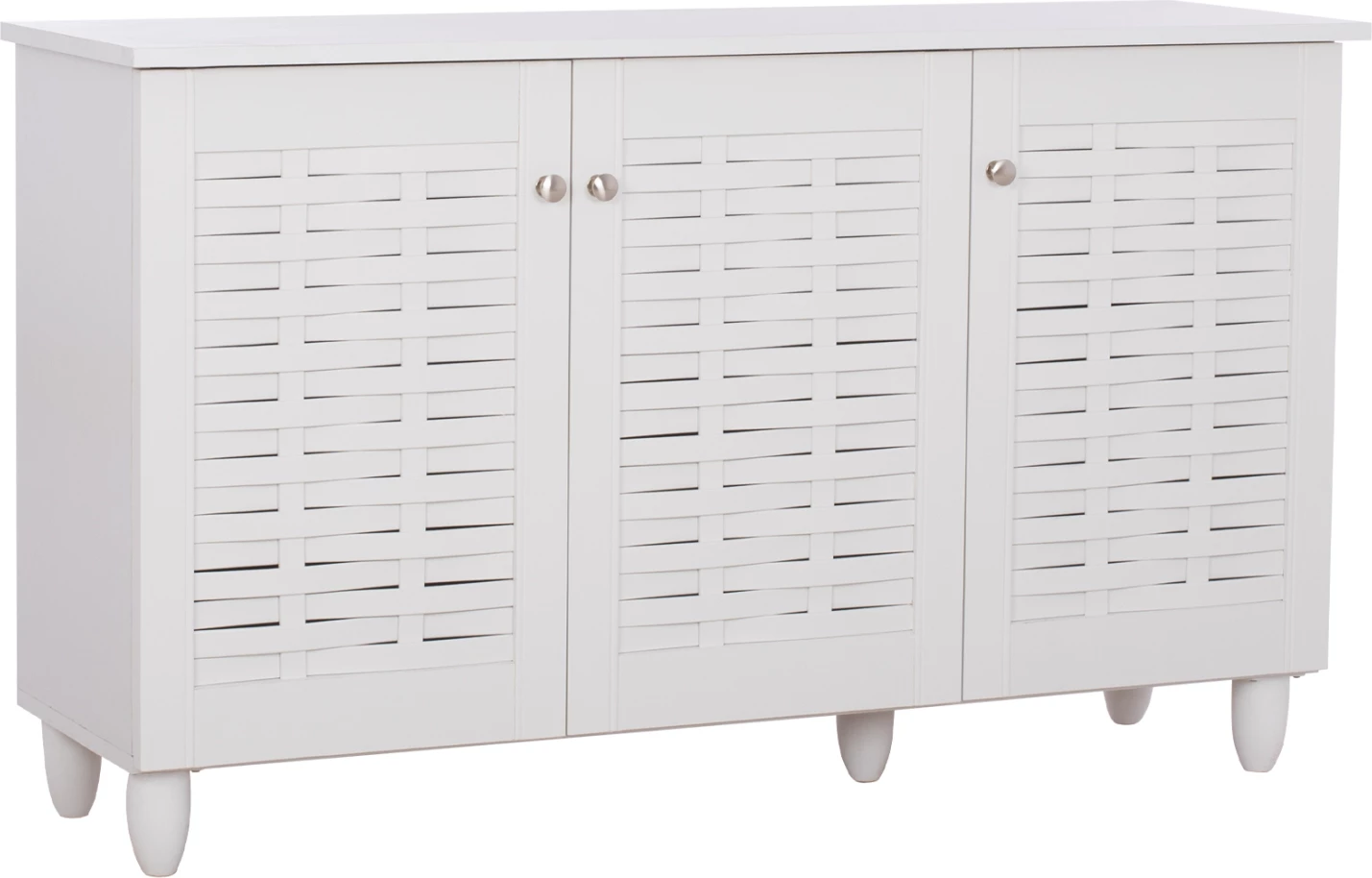 Dollap këpucësh IGGY melaminë, 3 dyer, bardhë, me këmbë, 114Χ34Χ68Hcm, FH2211.05