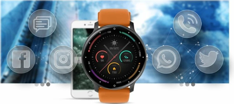 Smartwatch Gravity për meshkuj, zi-portokalli