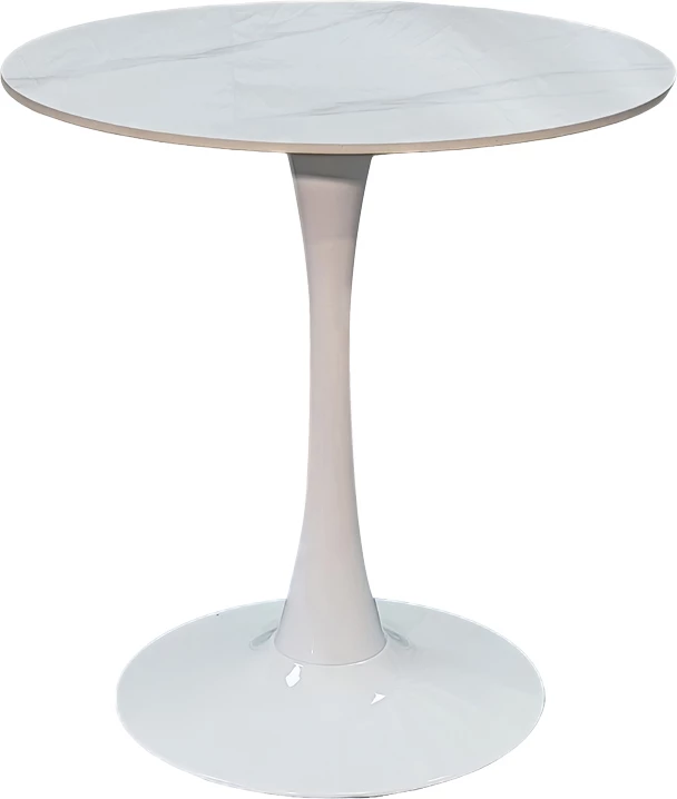 Tavolinë ngrënieje Balou I, gur sintetik-mdf, ngjyrë mermeri të bardhë, D70x74cm