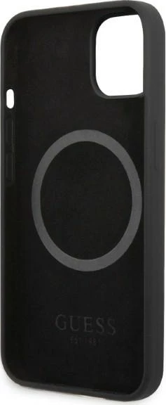 Mbështjellës Guess GUHMP13MSPLK për iPhone 13 6.1", silikon, MagSafe, zi