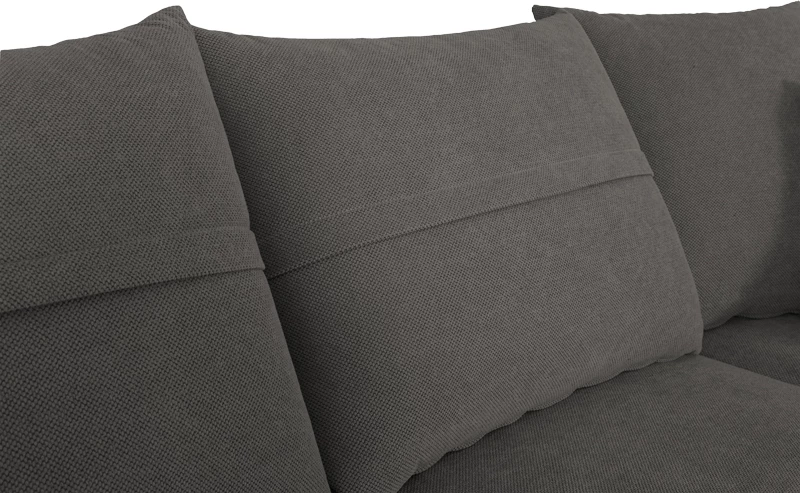 Kënd divan Montana, pëlhurë gri, jastëkë gri të lehtë, 275x215x93cm