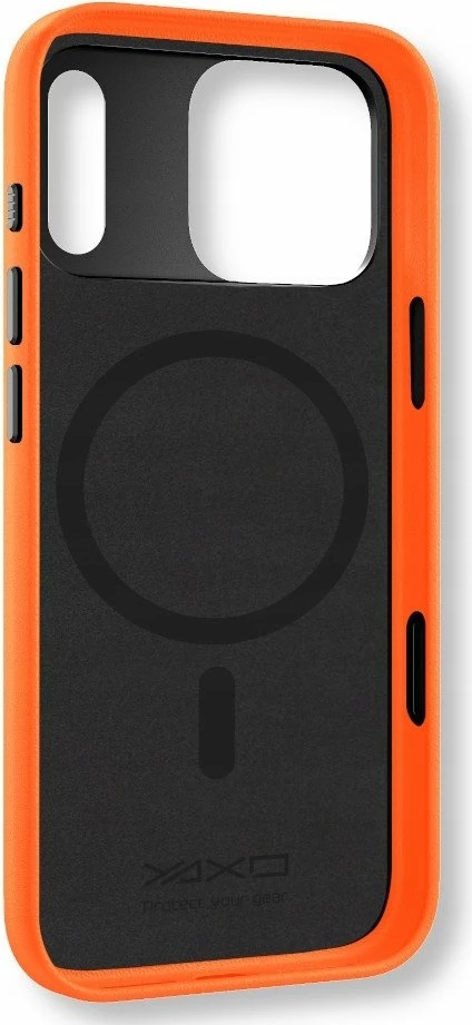Mbështjellës Yaxo Leather Gear Slim Case MagSafe për iPhone 17 Pro, lëkurë, portokalli Magma