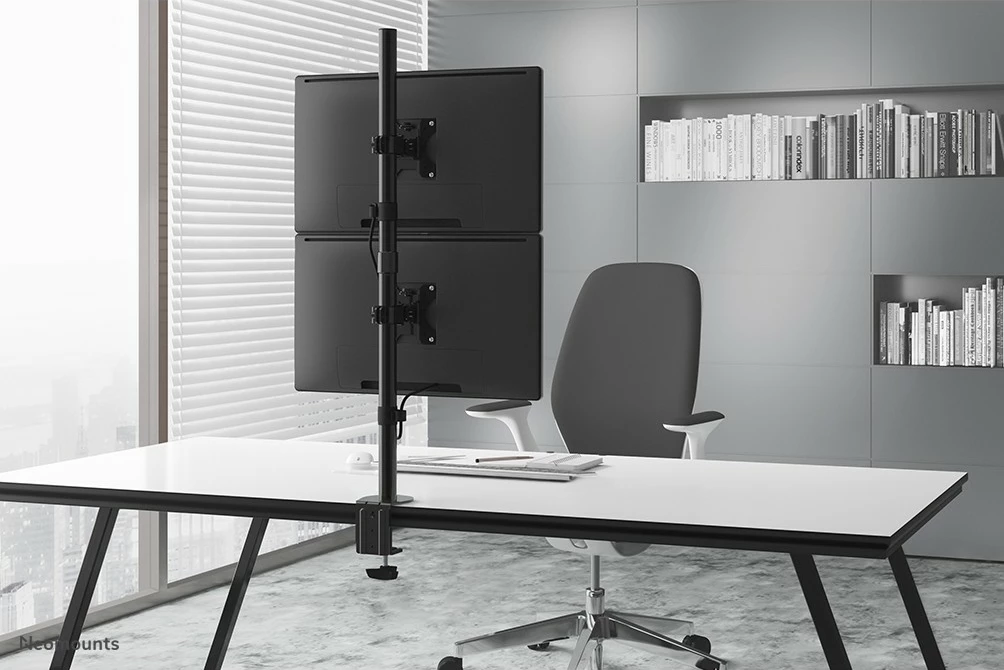 Krah monitori Newstar Neomounts FPMA-D550DVBLACK, për 2 ekrane, montim vertikal, rregullim lartësie, ngjyrë e zezë