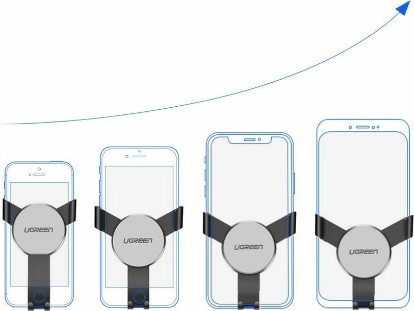 Mbajtëse telefoni për veturë Ugreen LP130 Gravity, për grilë ventilimi, 4.7-6.5", rrotullim 360°, Silver