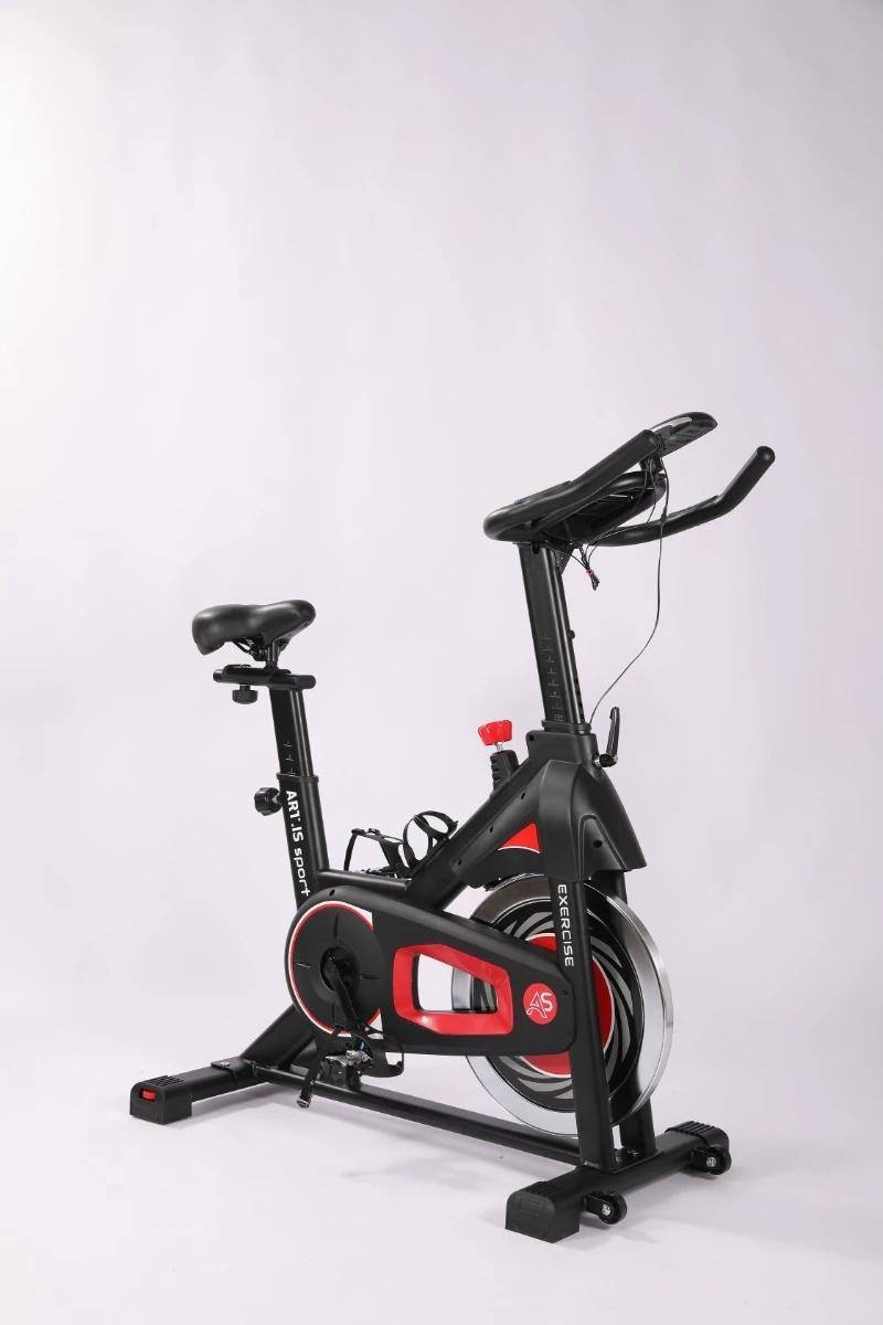 Biçikletë statike indoor ART.IS sport AS1 (AS8723), rrotë fluturimi 6 kg, Bluetooth Kinomap/Zwift, ngarkesë max 120 kg, e zezë/kuqe