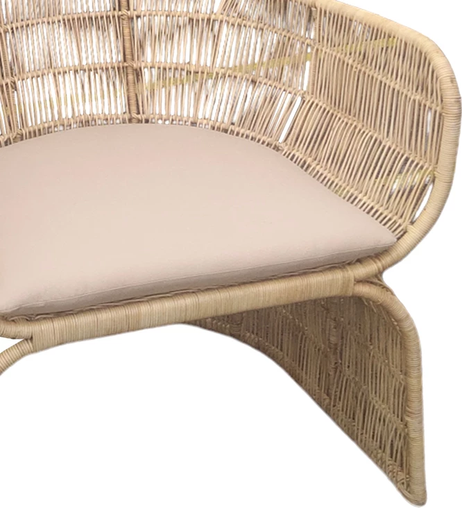 Karrige Jake Inart me jastëk bezhë, ratan natyral, 110x45x145cm