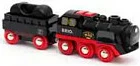 Lokomotivë me bateri Ravensburger BRIO Battery Operated Steaming Train, efekt avulli me rezervuar uji, e zezë/kuqe