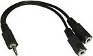Kabllo Y audio 3.5mm No-Name, 1x mashkull në 2x femër, e zezë