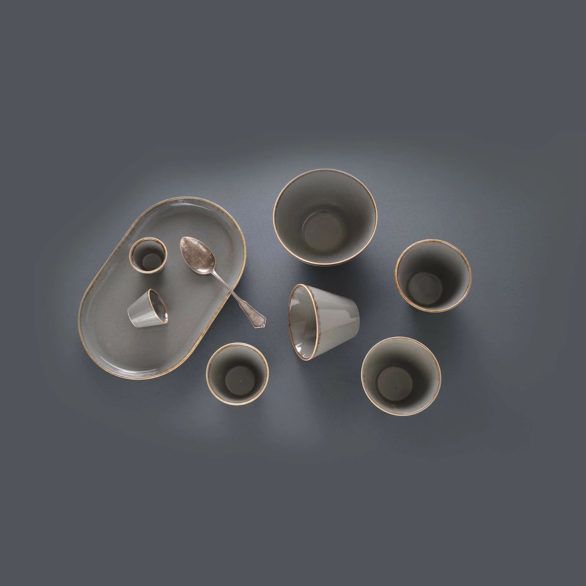 Pjatë meze Porland Seasons Stone 160x110 mm 300 ml, gri e errët, set 6 copë